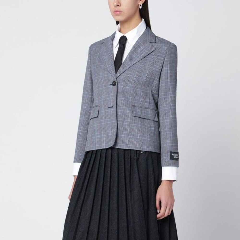 MAISON KITSUNE Plaid Wool Blend Blazer Women BLUE Coats & Jackets
